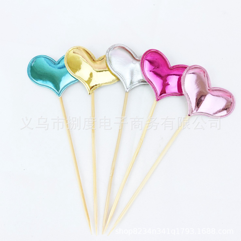 Set 5 Phụ Kiện Trang Trí Bánh Kem Bằng PU Giả Hình Ngôi Sao/Trái Tim/ Vương Miện Xinh Xắn