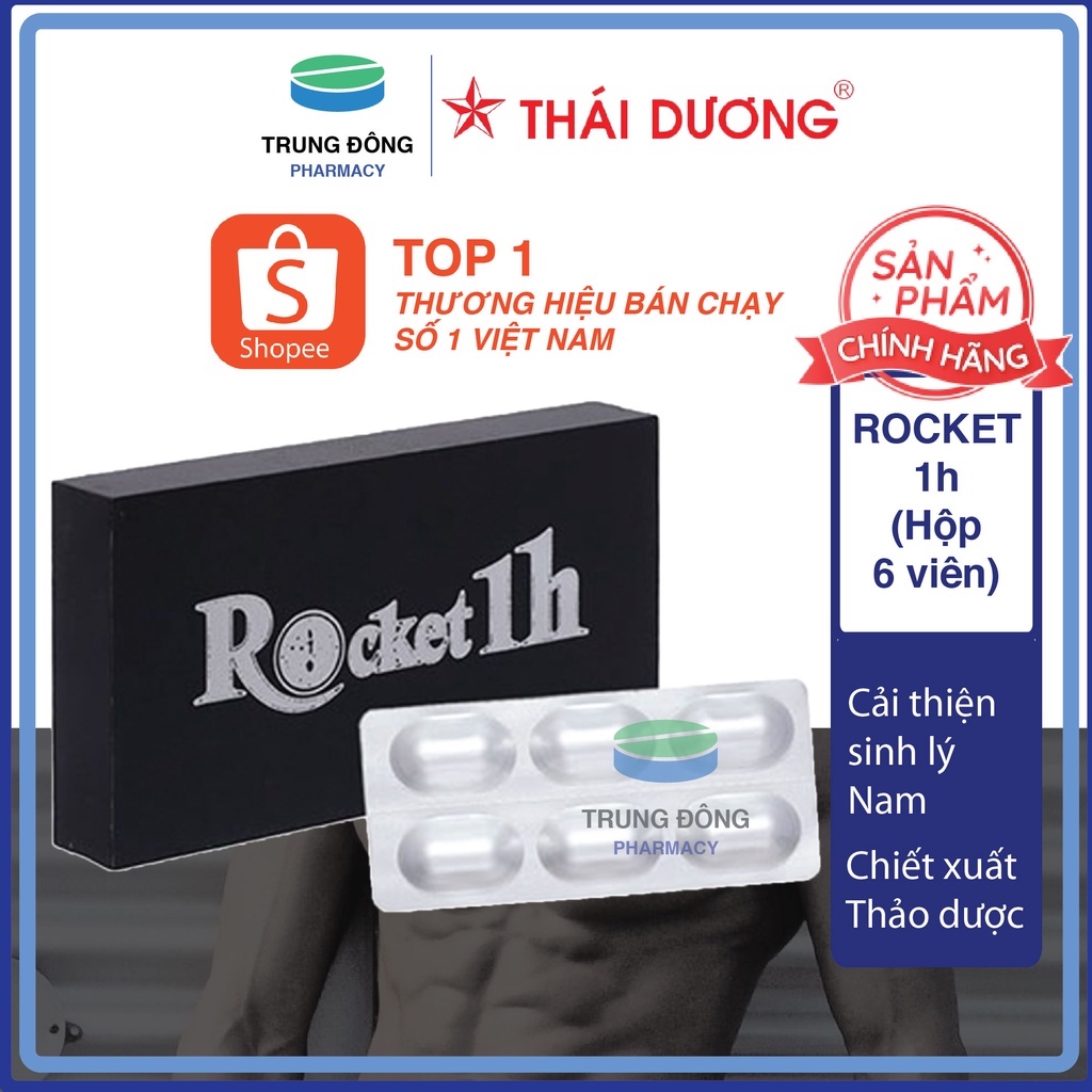 Viên uống Rocket 1h hỗ trợ Tăng cường sinh lý nam - của Sao Thái dương hộp 6 viên - Trung Đông Pharmacy