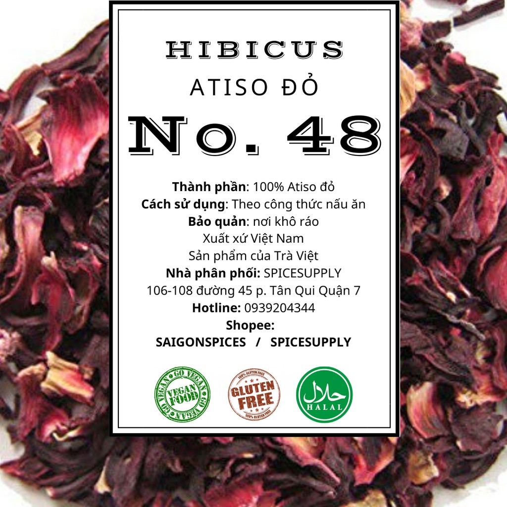 Hibicus tea - Trà hoa atiso đỏ, trà hoa bụt giấm nguyên bông gói