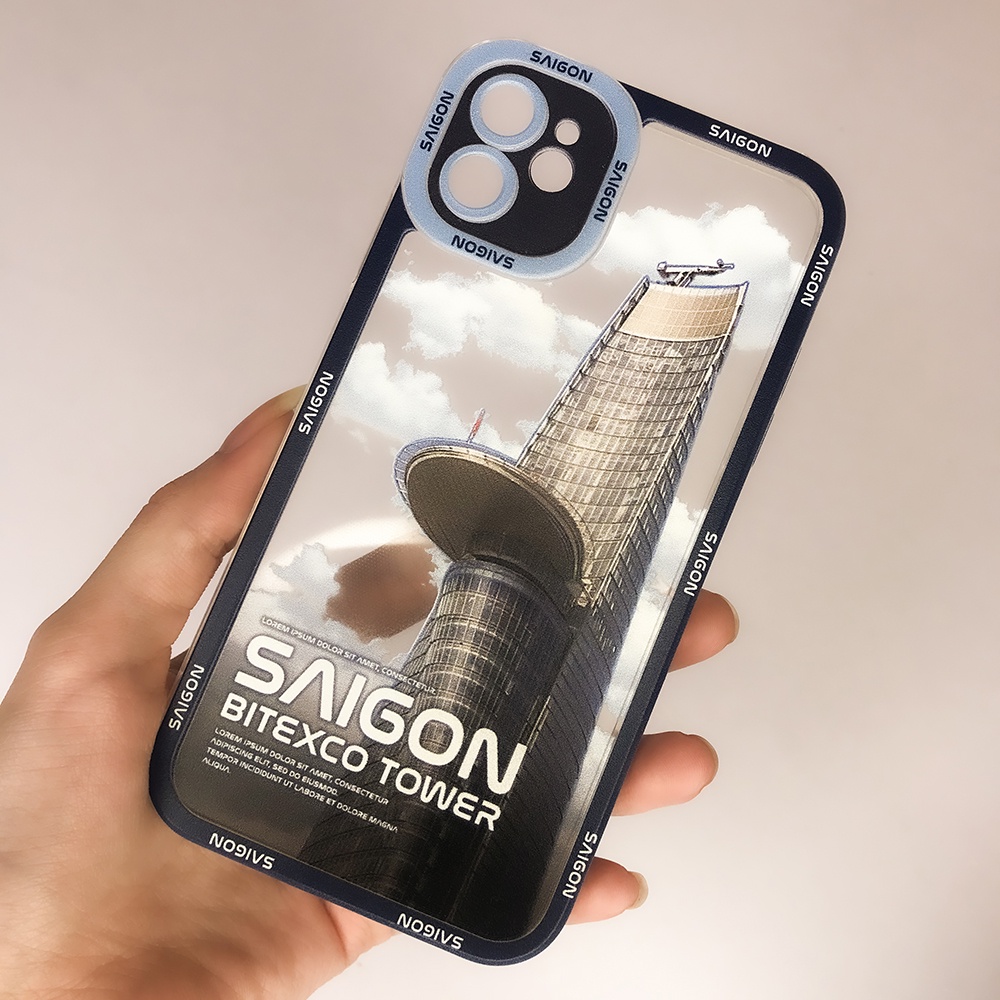 Ốp lưng iphone cạnh vuông Jicase Tháp Bitecco Sài Gòn 6plus/6s/6splus/7/7plus/8/8plus/x/xs/11/12/pro/max/plus/promax