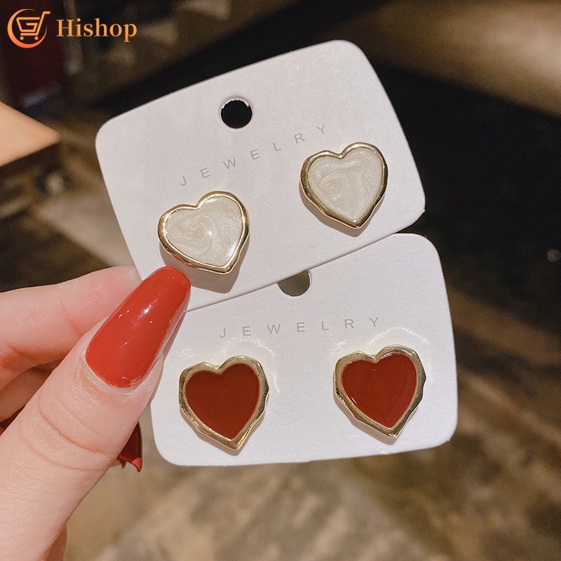 Khuyên Tai Hình Trái Tim Thiết Kế Đơn Giản Cho Nữ