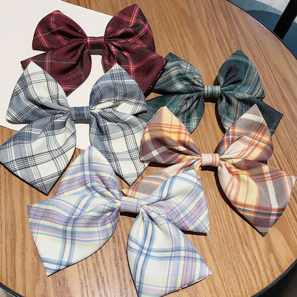 Kẹp Tóc Nơ Họa Tiết Kẻ Sọc 12 Màu Thời Trang Cho Nữ