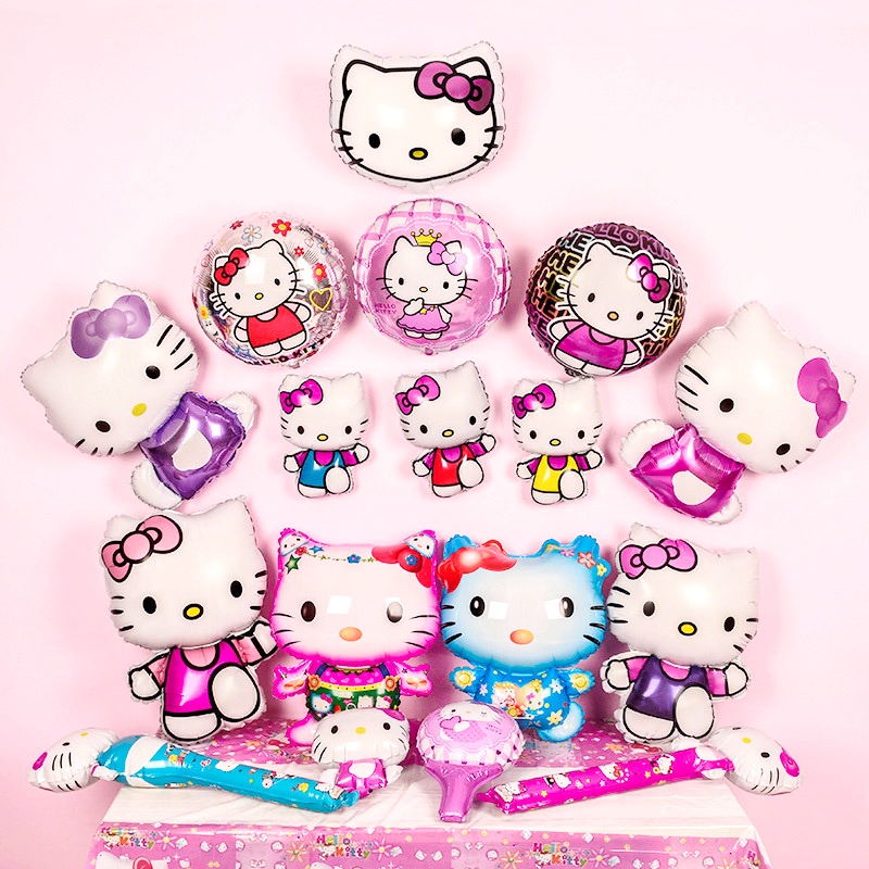 Bong bóng nhôm hình mèo Hello Kitty đáng yêu trang trí tiệc sinh nhật cho bé