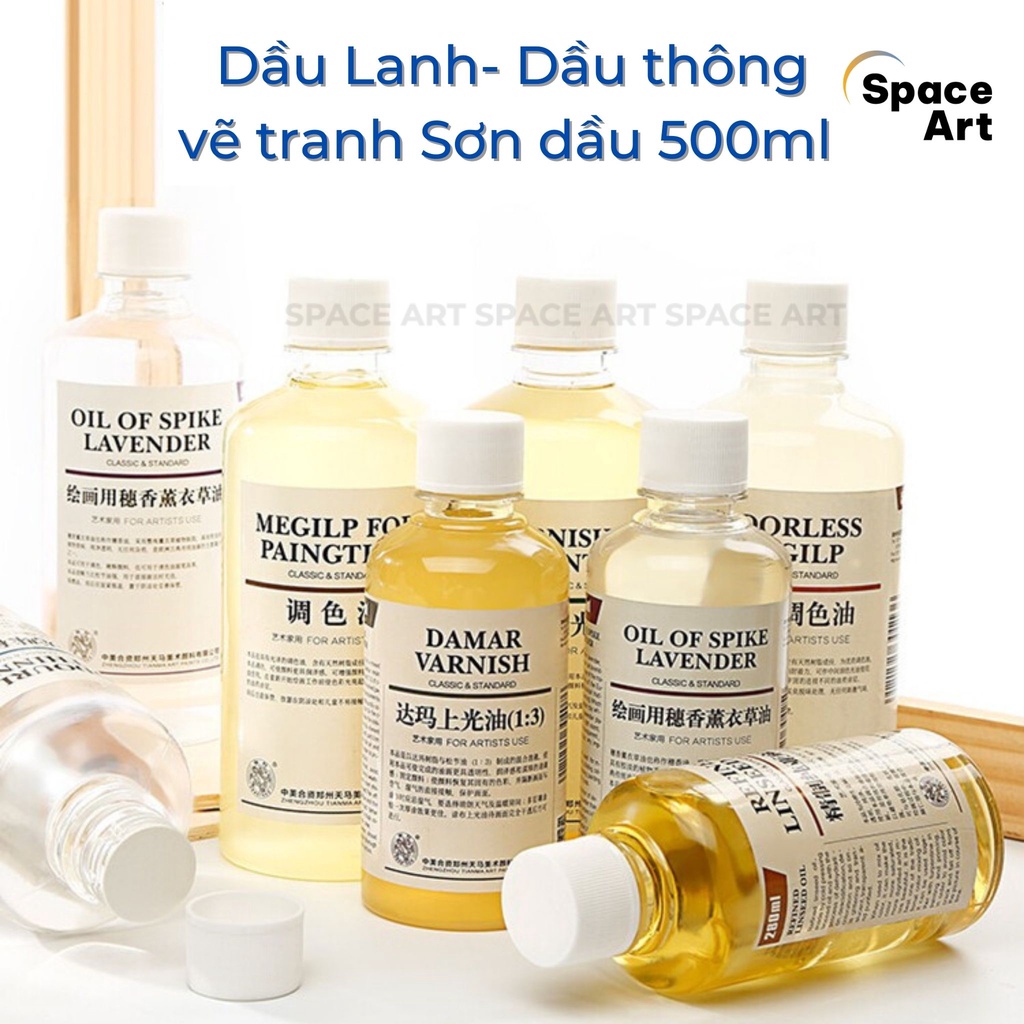 Dung Môi Dầu Thông Dầu Lanh Vẽ Tranh Sơn Dầu Odorless Turpentine, Lavender 500ml (ít mùi)