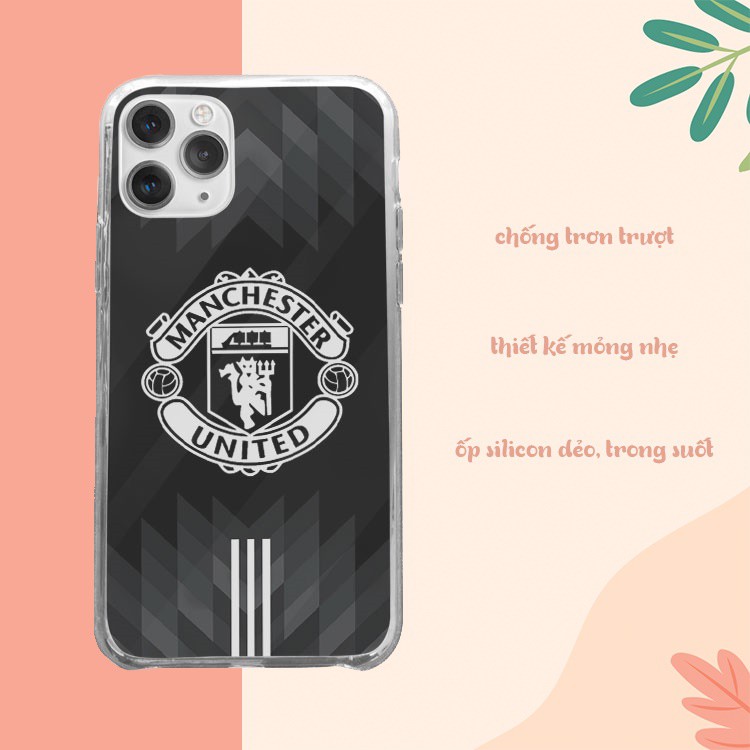 Ốp lưng iphone Clb Manchester United đen trắng cho Iphone 5 6 7 8 Plus X Xr 11 12 Pro Max 95