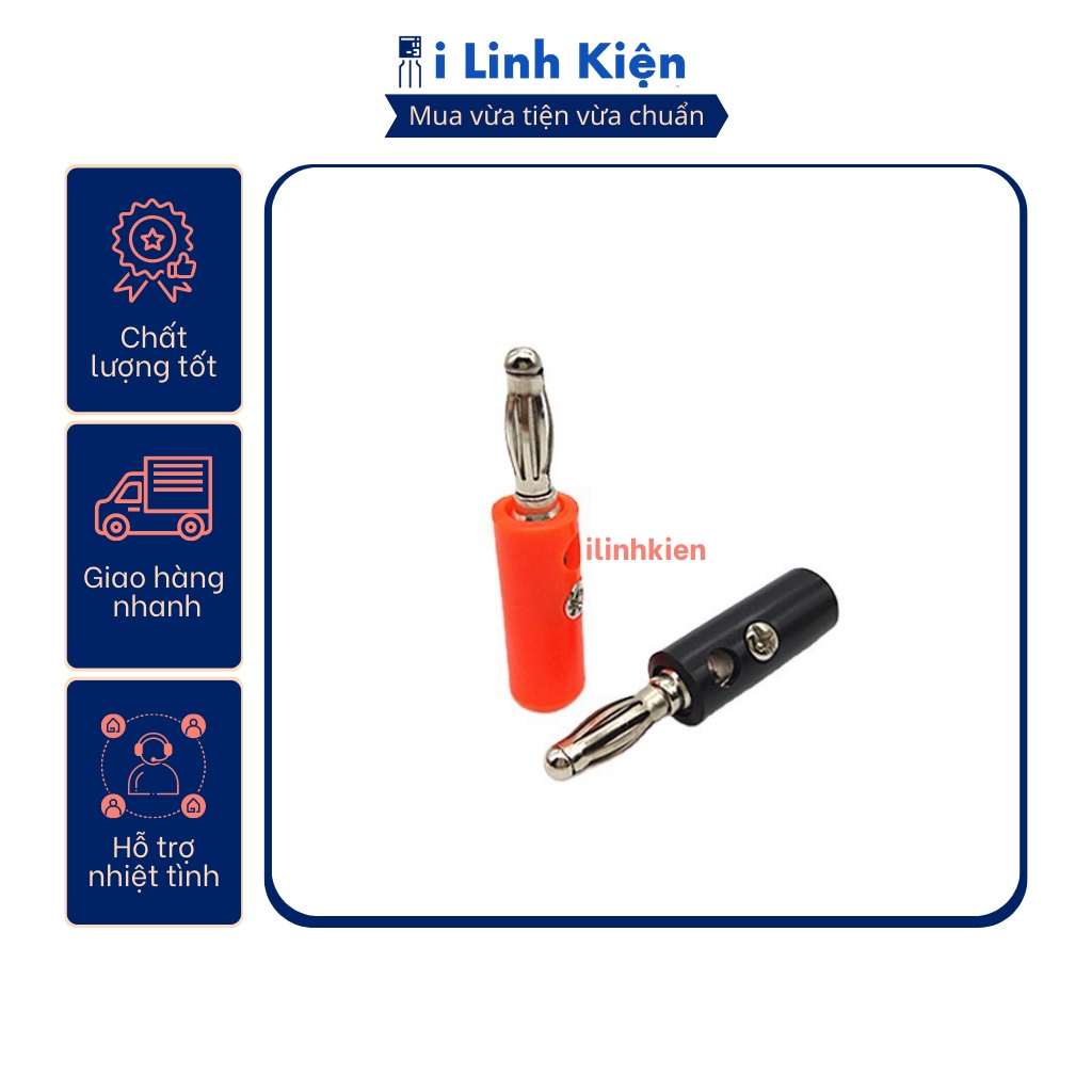 Đôi jack bắp chuối đực 4mm loại thường mạ bạc