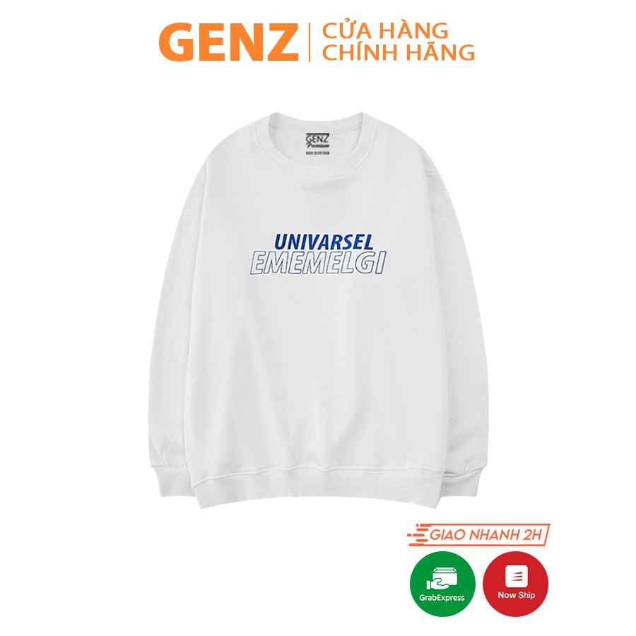 Áo Sweater GENZ dáng Unisex freesize dài tay in chữ UNIVARSEL bản Premium - SW03