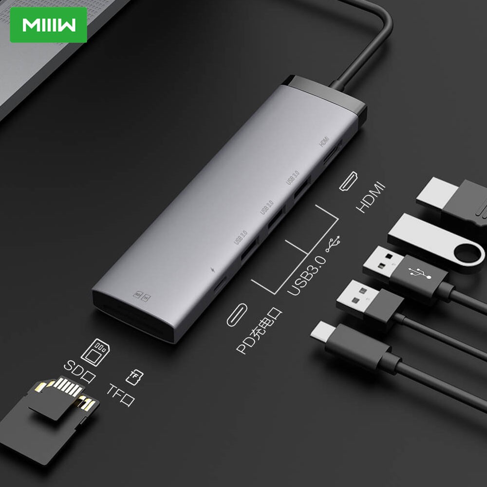 Bộ Chia Cổng Usb-C Hub 7 Trong 1 3 Cổng Usb 3.0 Hỗ Trợ Đọc Thẻ Nhớ Sd 4k | BigBuy360 - bigbuy360.vn