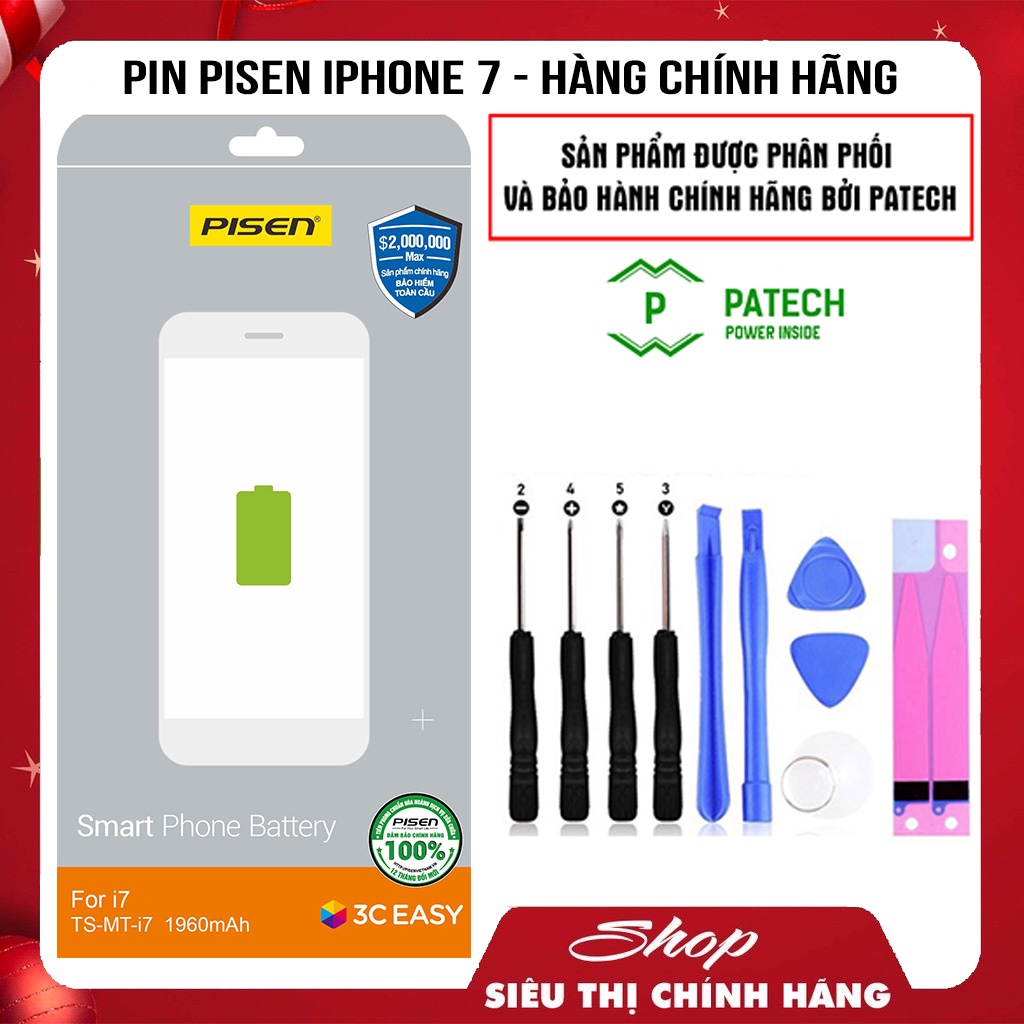 PIN PISEN IPHONE 7 1960mAh - CHÍNH HÃNG PATECH PHÂN PHỐI