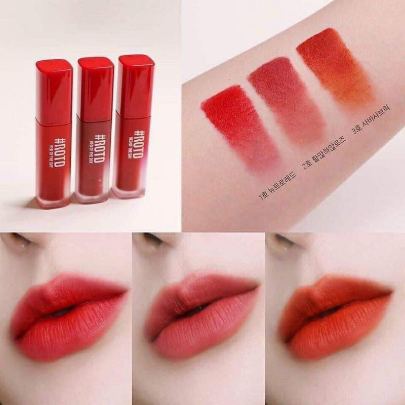 Son kem lỳ Tonymoly #ROTD Red of the day LIP MARKET VELVET SMUDGING TINT