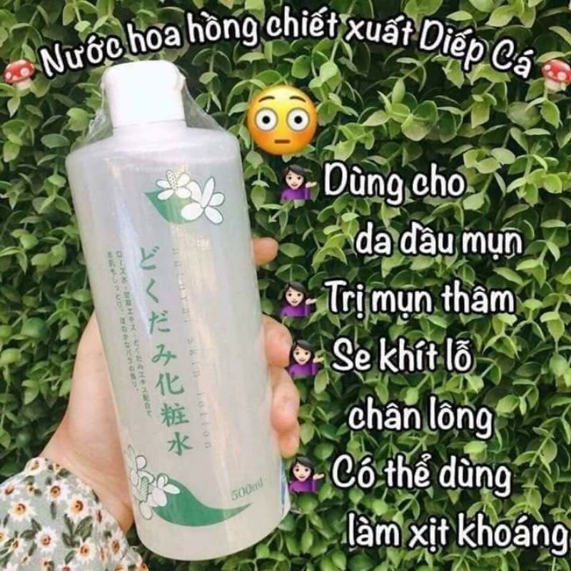 Toner/Nước hoa hồng diếp cá/tía tô cho da mụn, da nhạy cảm 500ml