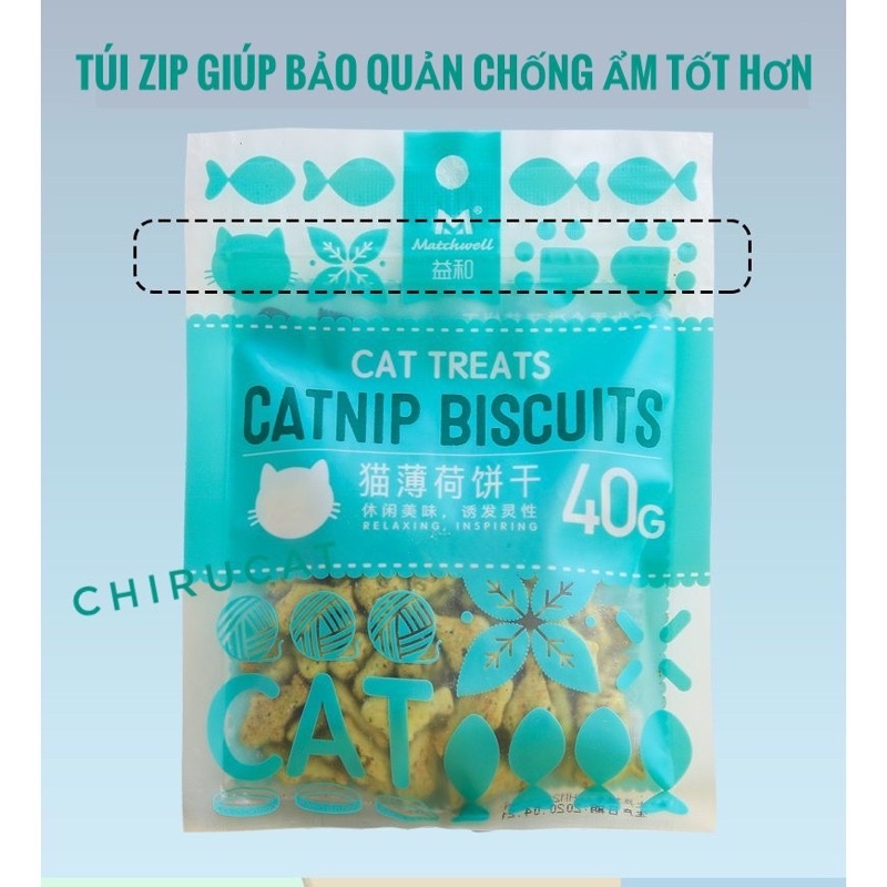 Bánh thưởng catnip cho mèo ăn vặt Catnip Biscuits gói 40g