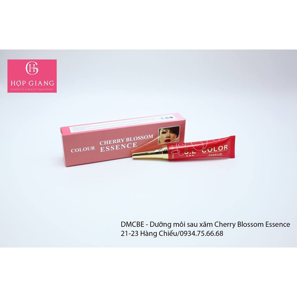 Dưỡng môi sau xăm CHERRY BLOSSOM ESSENCE cho màu môi sau xăm lên đậm và chuẩn màu
