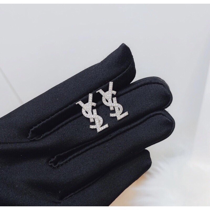 Set bộ mix & match bạc 925 đá sáng khuyên tai + vòng cổ Ysl 🍓