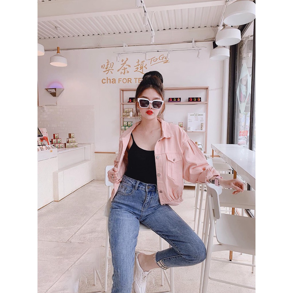 🌟HCM🌟🌺FREESHIP 99K🌺️ >---> Áo Jeans Kaki Nữ Nút Sau Màu Xanh Rêu AKKN01<---< Mina-Fashion ⚡⚡⚡⚡⚡