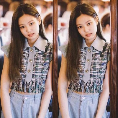 Áo sơ mi kiểu Polo theo phong cách Jennie Blackpink ngắn tay phối tua rua thời trang dành cho nữ