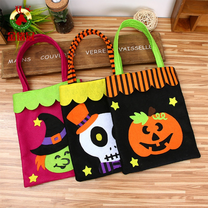 Túi xách tay họa tiết hoạt hình phù thủy / bí ngô dùng trang trí Halloween