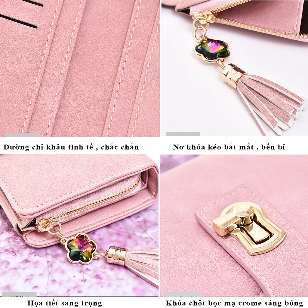 Ví nữ cầm tay ngắn , Ví nữ mini nhỏ gọn đẹp thời trang nhiều ngăn đựng thẻ, giấy tờ an toàn giá rẻ siêu tiện lợi VN63