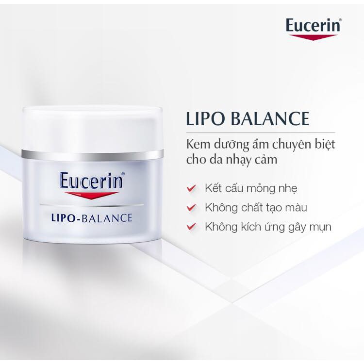 Kem dưỡng ẩm cho da khô và nhạy cảm Eucerin lipo balance 50ml TẶNG mặt nạ Sexylook (Nhập Khẩu)