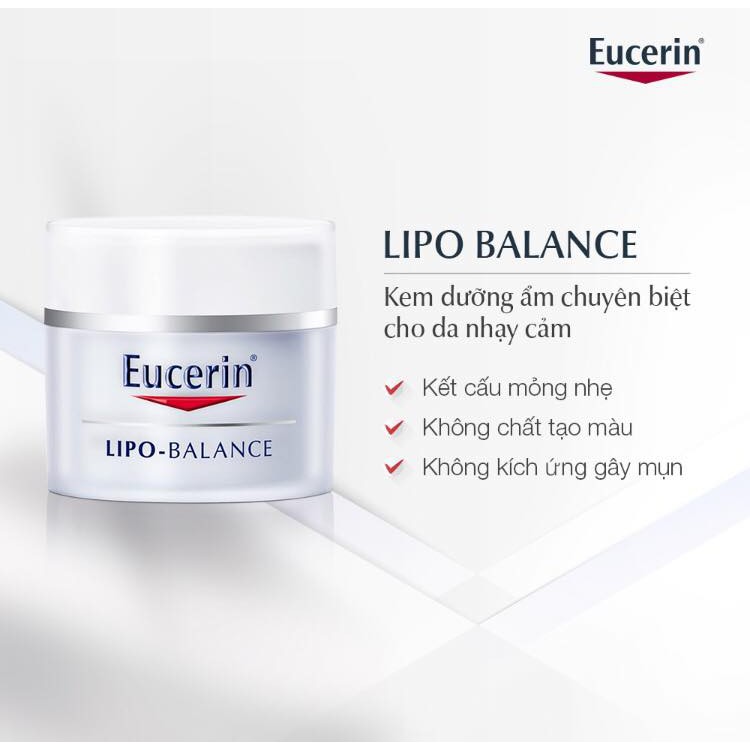 Kem dưỡng ẩm cho da khô và nhạy cảm Eucerin lipo balance 50ml TẶNG mặt nạ Sexylook (Nhập Khẩu)