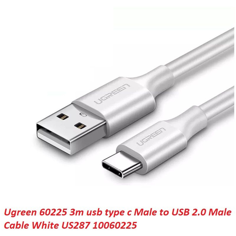 Ugreen 60225 3m 2.0 màu trắng cáp Usb ra Type C sạc và truyền dữ liệu Us288