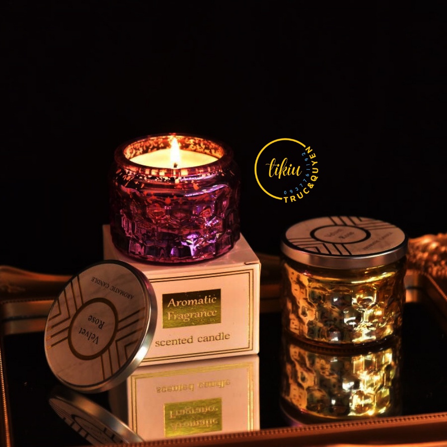 Nến Thơm Phòng Tinh Dầu Thiên Nhiên Cao Cấp Velvet Rose 225gr Không Khói TIKIU Hương Thơm Trang Trí Decor