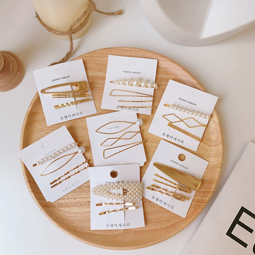 Set 3 Kẹp Tóc Chữ U Đính Ngọc Trai Phong Cách Hàn Quốc