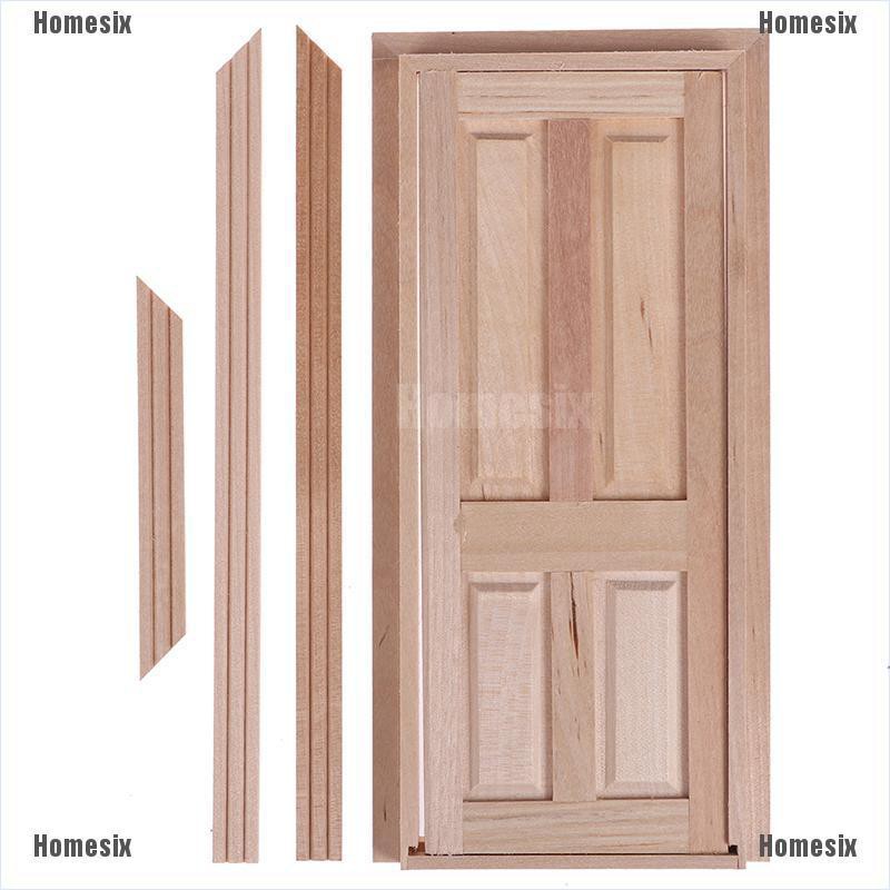 [HoMSI] 1/12 Dollhouse Miniature 4 Panel Interior Wooden Door DIY Model Accessories Toys SUU