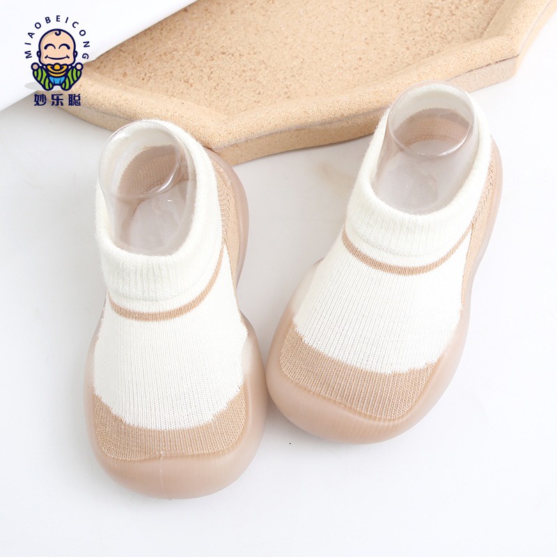 Giày tập đi cho bé, giày bún chất len co giãn mềm mại, đế cao su chống trơn trượt an toàn cho bé