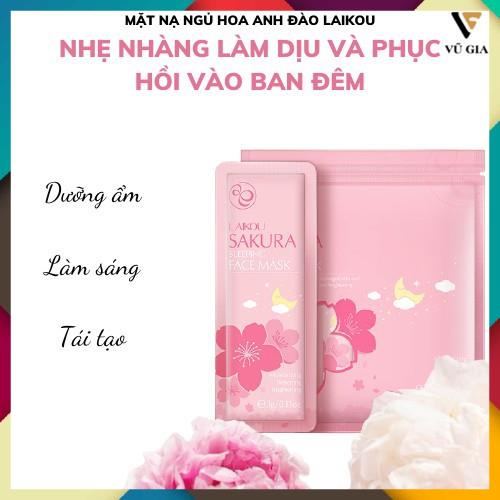 Mặt Nạ, Mặt Nạ Ngủ Hoa Anh Đào LAIKOU 15 Gói Dưỡng Ẩm Trắng Da Giảm Đốm Mụn Giúp Đều Màu Da Một Cách Tự Nhiên