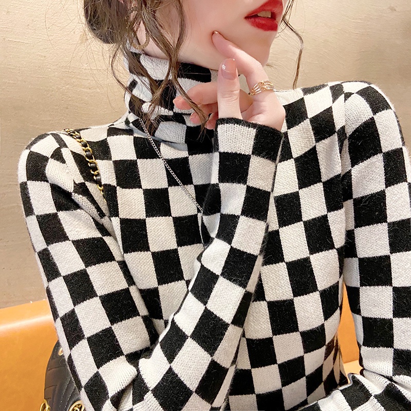 Áo Sweater Cổ Lọ Dày Dặn Dáng Ôm Phong Cách Phương Tây Thời Trang Thu Đông Cho Nữ