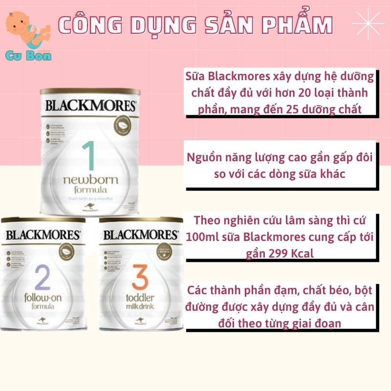 Sữa Blackmores số 1,2,3 cho bé 900g, úc cho bé từ sơ sinh cung cấp đầy đủ dưỡng chất cho sự phát triển toàn diện của bé