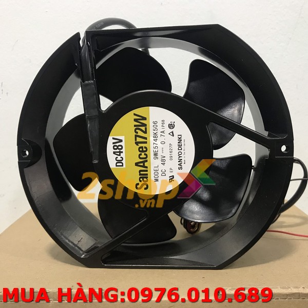 Quạt TẢN NHIỆT DC CHỐNG ẨM 48V 17CM SANYO DENKI 9WE5748K506, 48VDC 0.7A 172x150x51mm, CHỐNG DẦU CHỐNG NƯỚC