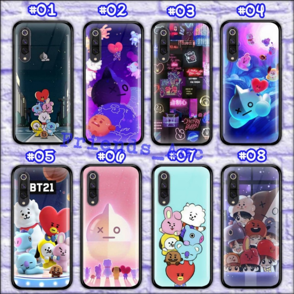 Ốp Điện Thoại Mặt Kính Họa Tiết Bts Bt21 Cho Samsung J2 Pro J3 Pro J5 Pro J7 Pro J7 +