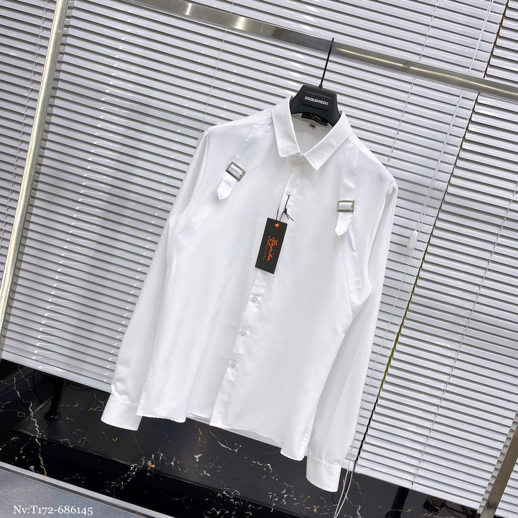 Áo Sơ Mi Nam Họa Tiết Dây Quai Ở Vai Cao Cấp - Áo Cổ Bẻ Cao Cấp Cho Nam DT STORE MENWEAR