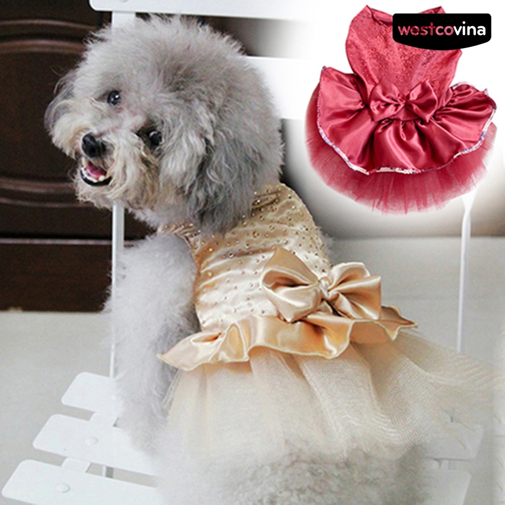 Đầm Tutu Công Chúa Đính Nơ Xinh Xắn Cho Thú Cưng