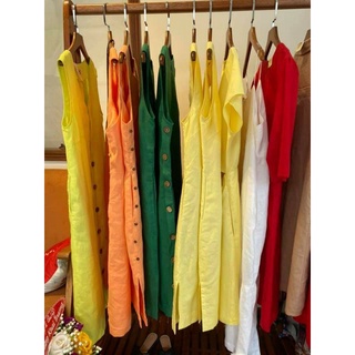 Đầm linen nút sườn