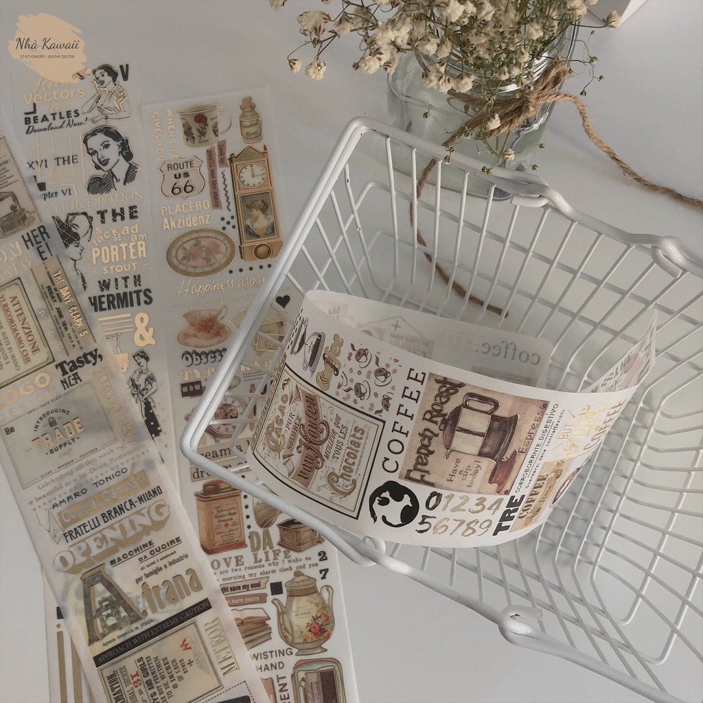 Sticker giấy washi Golden Retro