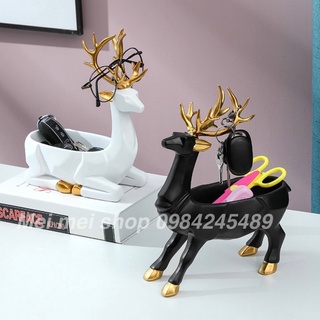 Cặp Tượng Hươu Ngồi Đứng Decor Trang Trí