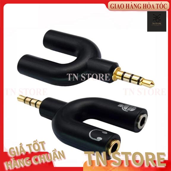 Đầu Nối Chuyển Đổi Âm Thanh và Mic sang 1 cổng 3.5 mm - Đầu chuyển chữ Y Kết nối tai nghe với Laptop