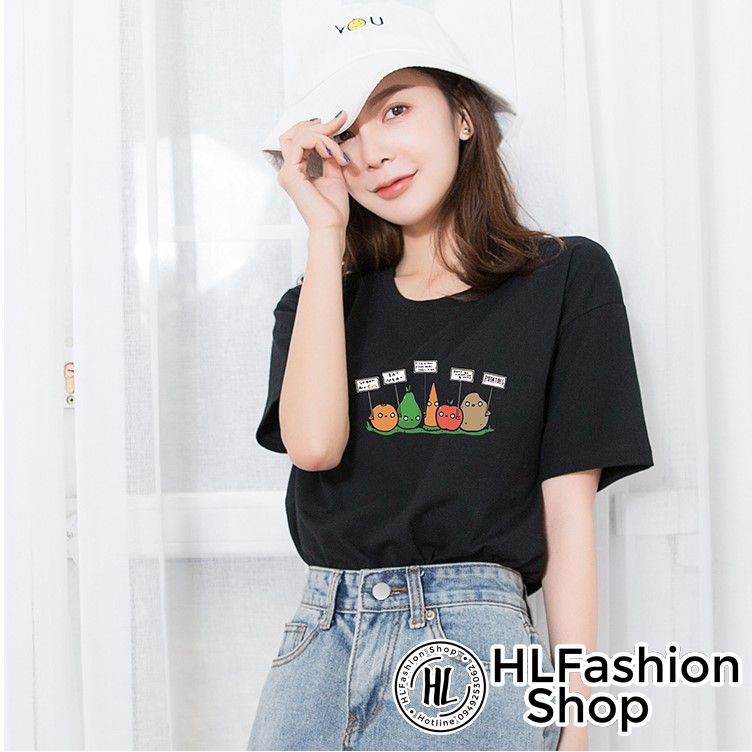 Áo thun tay lỡ form rộng 5 khoai tây cà rốt đáng yêu kute, áo phông size HLFashion