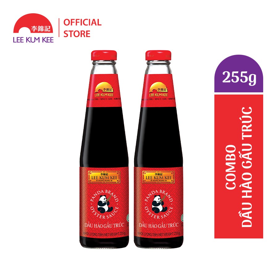 Dầu hào Lee Kum Kee Panda Brand Oyster Sauce (Combo 2 chai 255g) hiệu gấu trúc với chiết xuất hào chọn lọc 11%