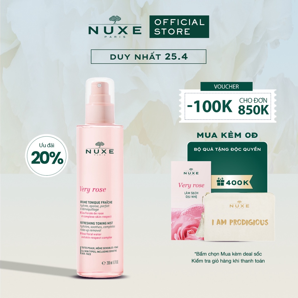 Xịt khoáng dưỡng ẩm Nuxe Very Rose 200ml