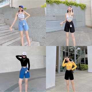 Quần short jean quần bò ngố lửng ống rộng cạp cao dáng chữ a chất jeans cotton thoáng mát, mềm mịn. đủ màu