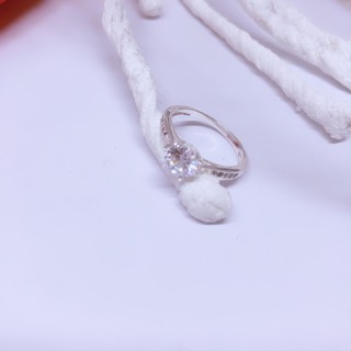 Nhẫn nữ bạc ta - nhẫn đá trắng trẻ trung -