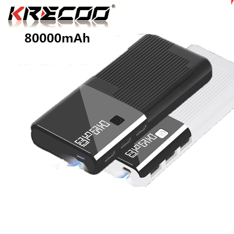 Sạc dự phòng KRECOO thiết kế 3 cổng USB siêu bền 80000mAh