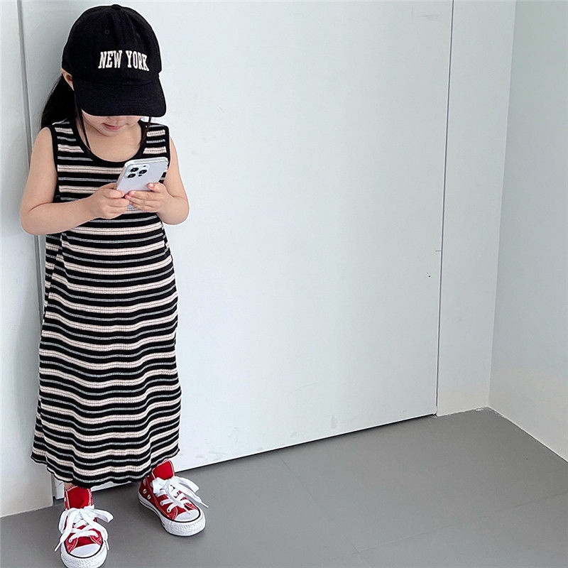 Hàng Mới Về Đầm Công Chúa Mùa Hè Dáng Suông Sát Nách Kẻ Sọc Phong Cách Mori Hàn Quốc Dễ Phối Đồ Cho Bé Gái 5 Tuổi