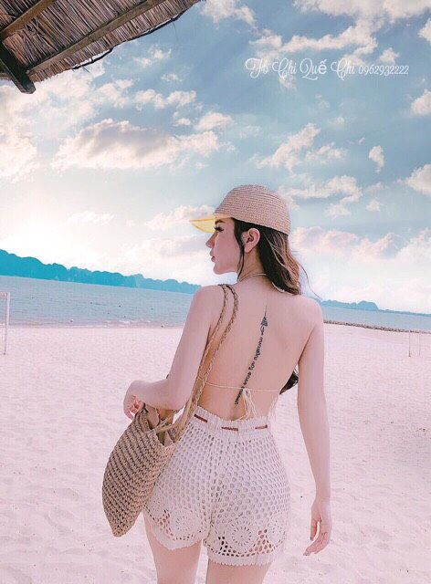 Bộ len móc đi biển siêu cute