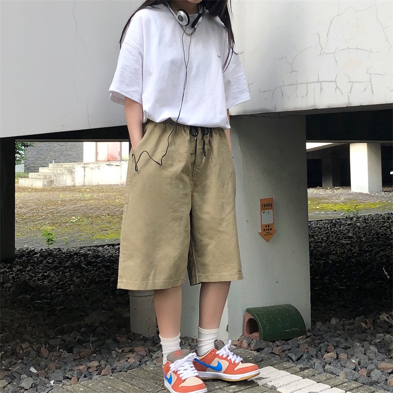 Quần Short Nam Màu Trơn Phong Cách retro Thời Trang Hàn Quốc