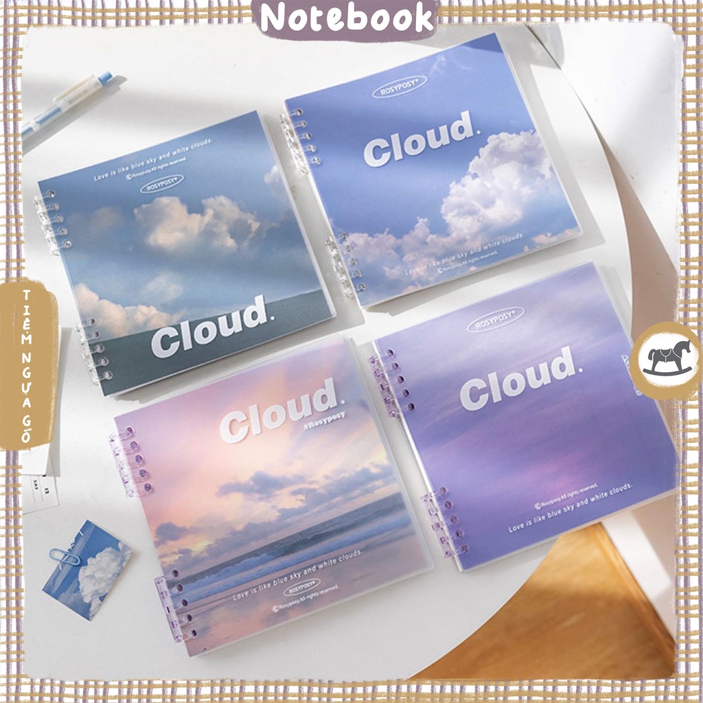 Binder Vuông Cloud Kèm 30 Giấy Refill Planner Dùng Để Ghi Chép, Làm Bullet Journal, Lưu Bút - Tiệm Ngựa Gỗ